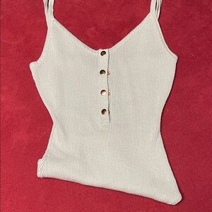 Women's Cream Ribbed Button-Down Top